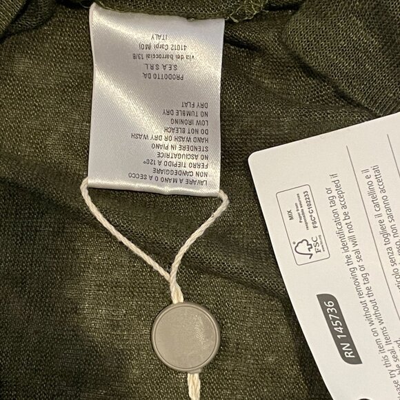 NWT Olive 100% Linen Sheer T Shirt Made in Italy Italian Size 44 -US medium - Picture 7 of 11